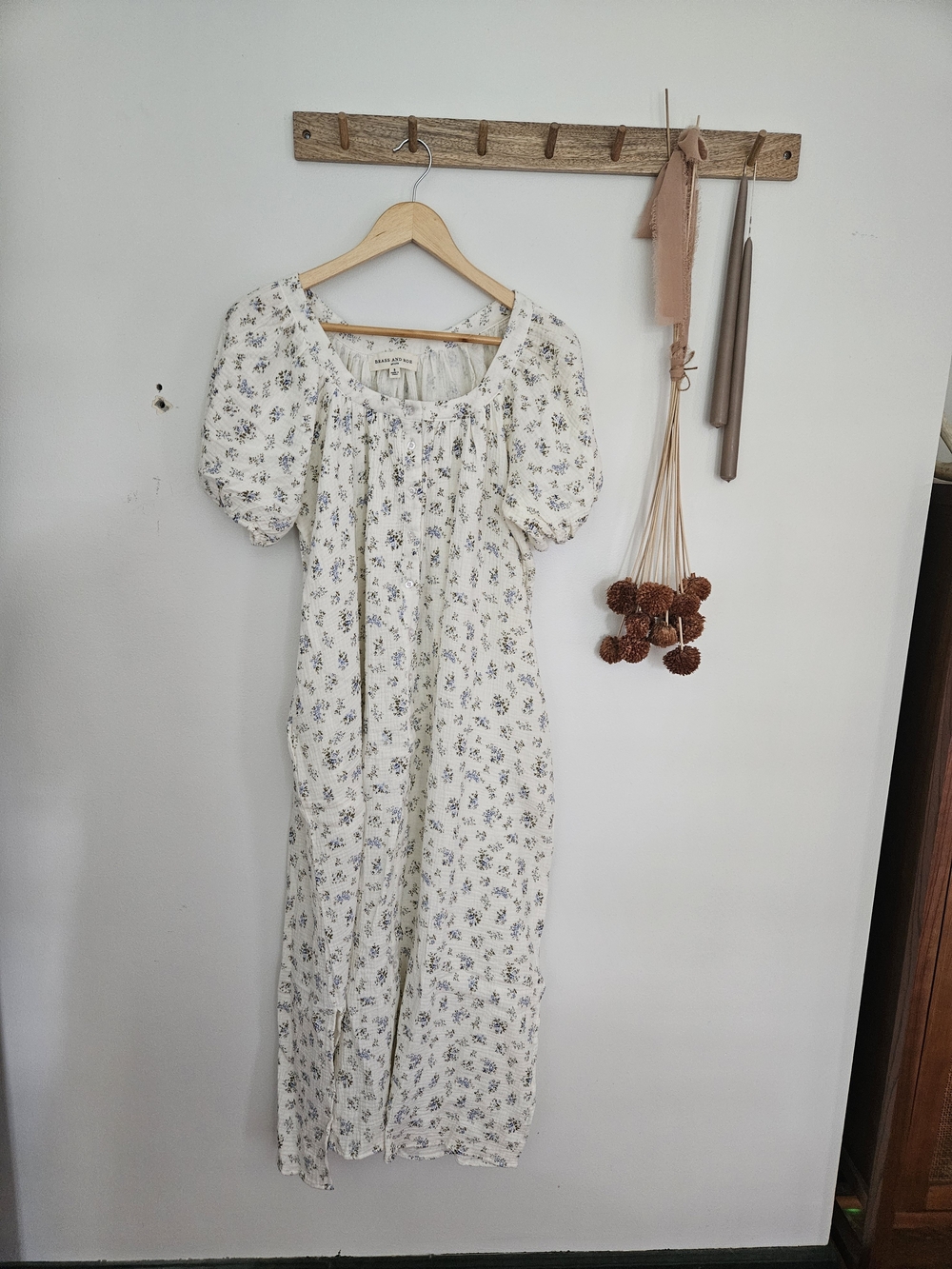 NWOT Cream/Blue Floral Dress